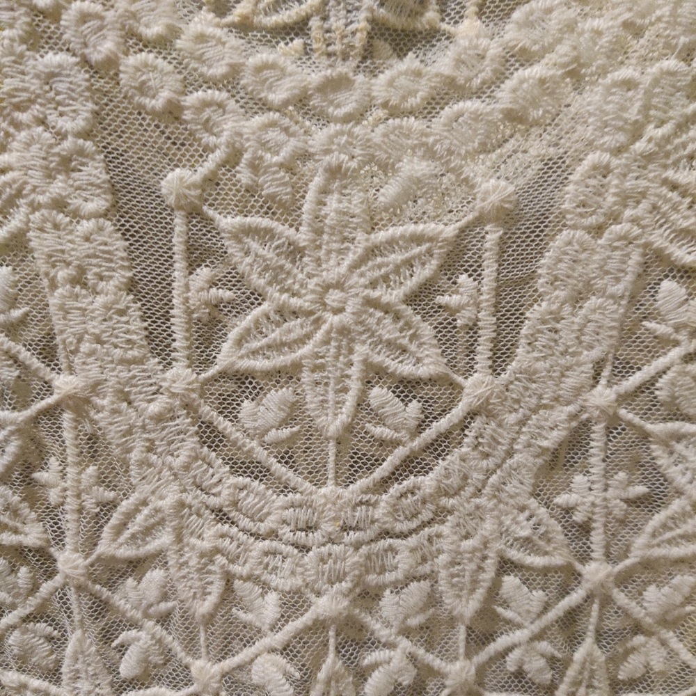 Elegant Vintage Cream Lace Sleeveless Top - Picture 2 of 3